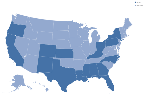 PES Active PE License State Map, The Stonewall Group